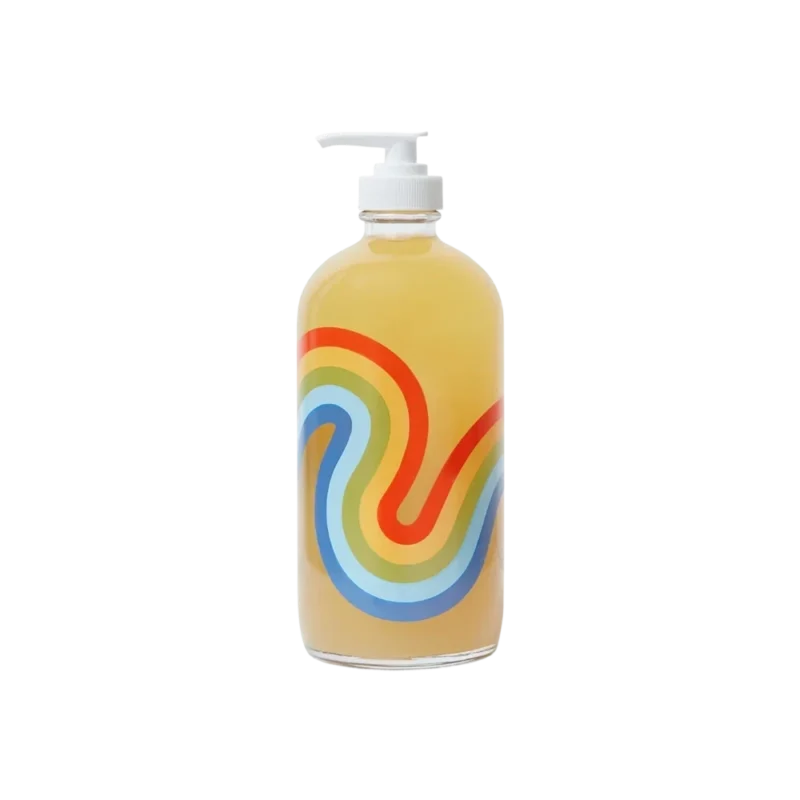 Bathing Culture Mind and Body Wash – organic soap in rainbow glass bottle with pump