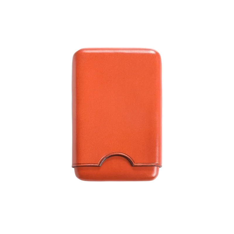 Il Bussetto Box Card Holder - seamless moulded leather card case, burnt orange Italian Cuoio leather