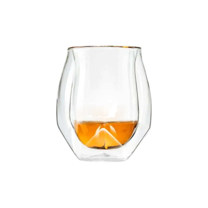 Norlan Whisky Glass – double-walled borosilicate nosing glass with amber whisky