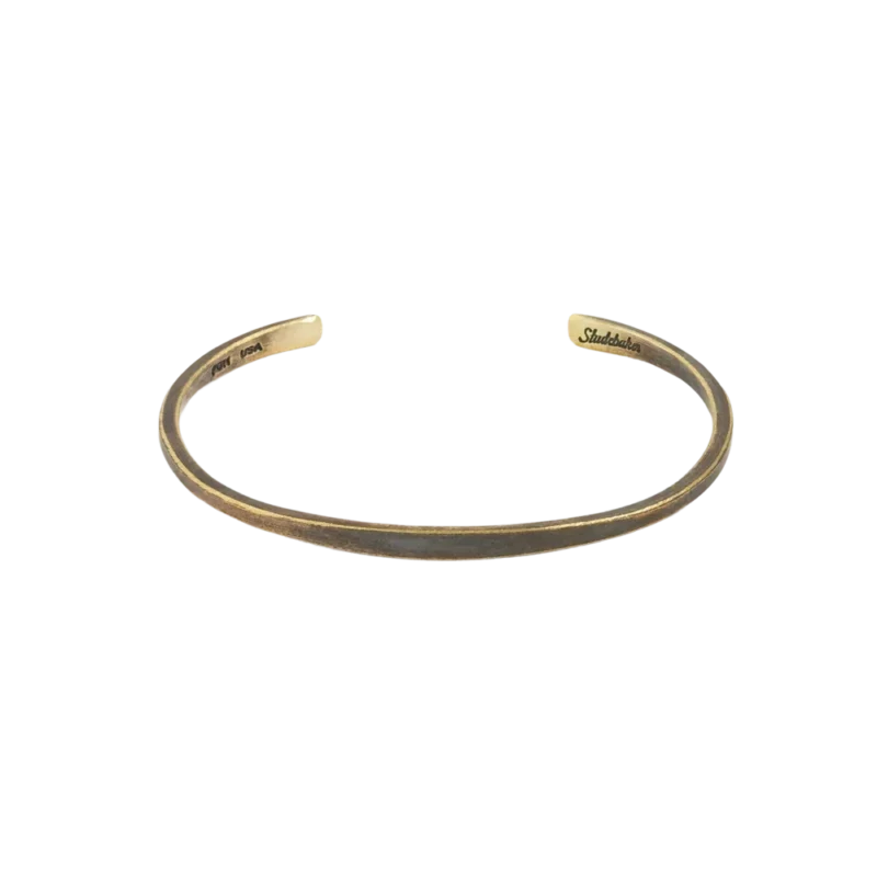 Studebaker Metals Workshop Cuff — hand-forged brass cuff bracelet, work patina finish with PGH USA hallmark