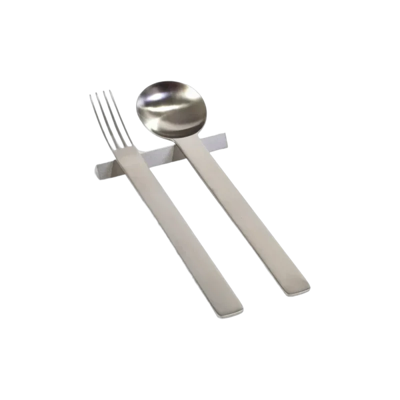 Tsubame Shinko TI-1 Boxed Cutlery Set Matte — five-piece Japanese flatware set, matte stainless steel with flat faceted handles