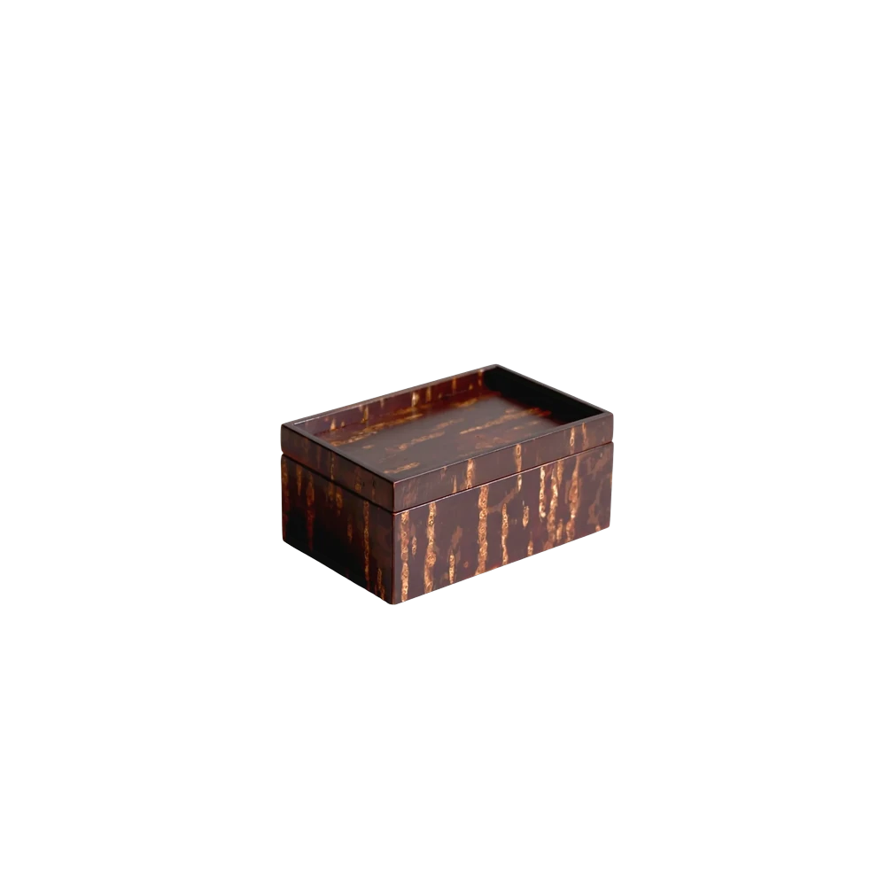 Denshiro Cherry Bark Candy Box — kabazaiku storage box, polished reddish-brown wild cherry bark with natural golden grain pattern
