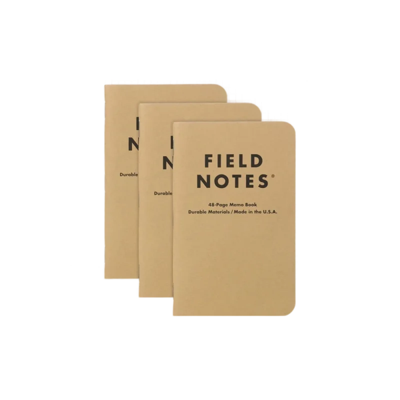 Field Notes Original Kraft 3-Pack — pocket-sized memo books, kraft brown covers with grid paper pages