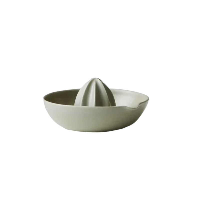 Gidon Bing Citrus Juicer — hand-thrown ceramic citrus juicer, pale celadon crackle glaze with sculptural reamer
