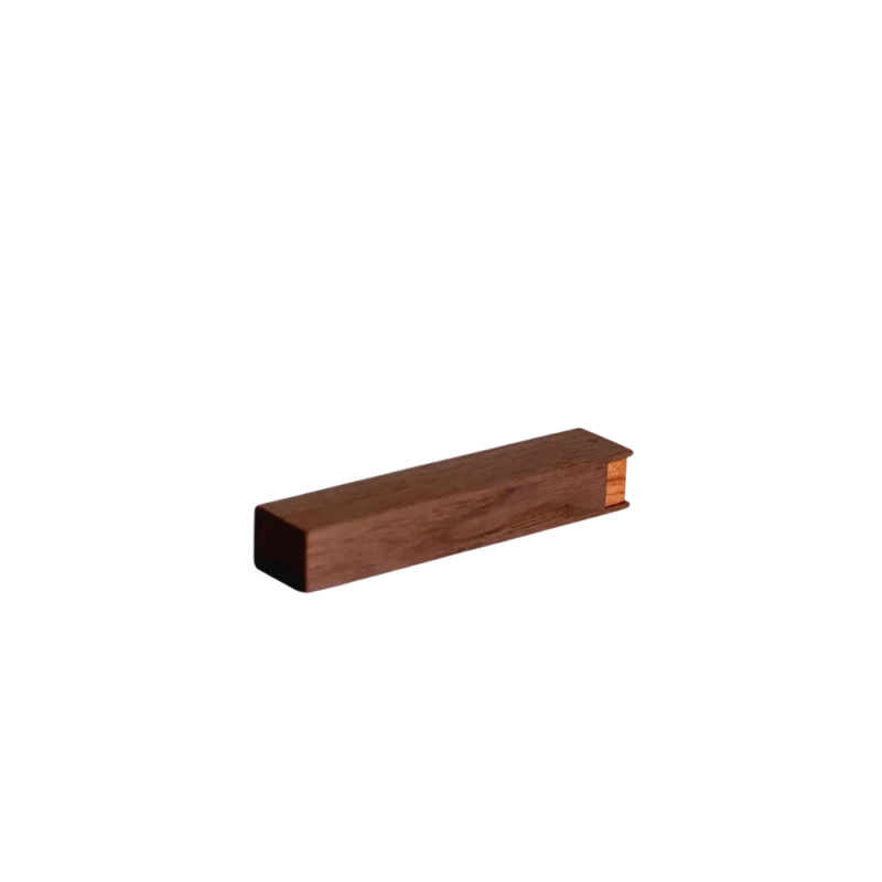 Tanno Walnut Toothpick Case – Japanese walnut wood case, rectangular with visible grain and sliding lid mechanism
