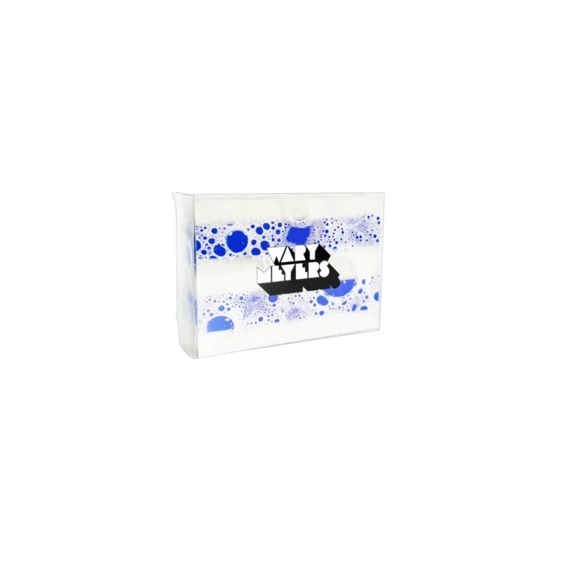 Wary Meyers Sea Air Glycerine Soap - transparent glycerine bar soap, blue and white Breton stripes with bold typography