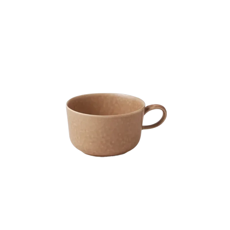 Yumiko Iihoshi Reirabo Cup — handmade ceramic cup with speckled warm beige glaze and loop handle
