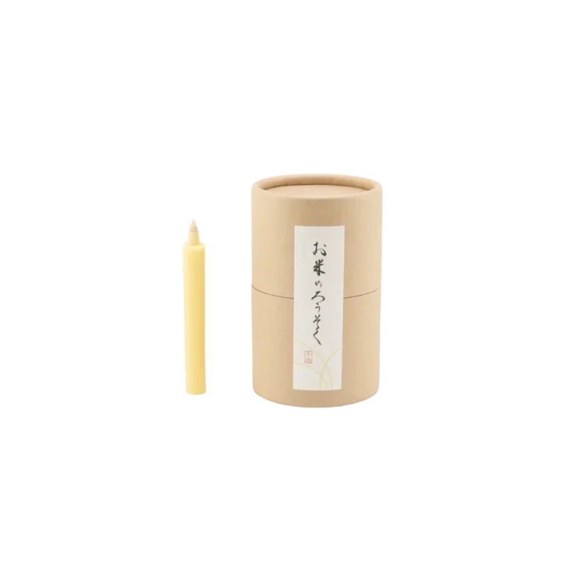 Daiyo Rice Wax Candles — hand-dipped rice wax candle with kraft paper cylindrical packaging, natural ivory wax with Japanese calligraphy label