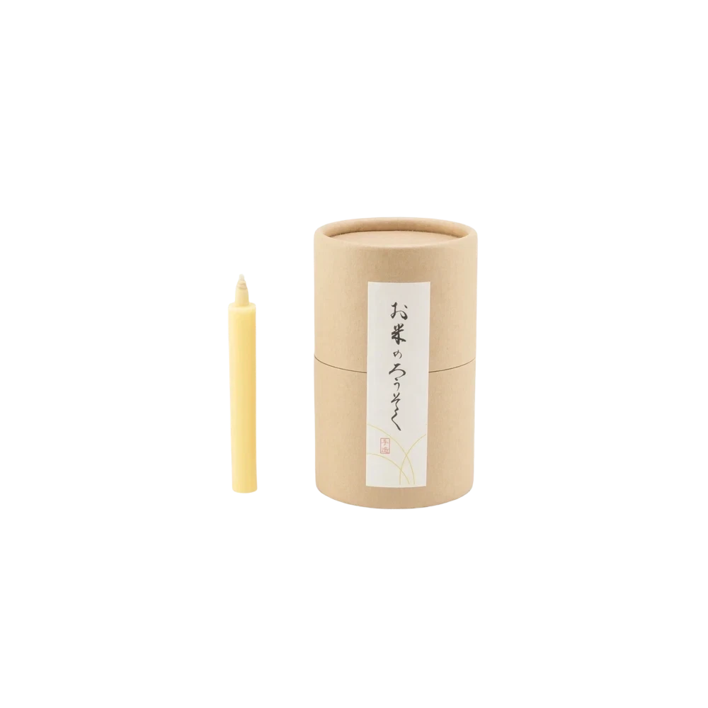 Daiyo Rice Wax Candles — hand-dipped rice wax candle with kraft paper cylindrical packaging, natural ivory wax with Japanese calligraphy label