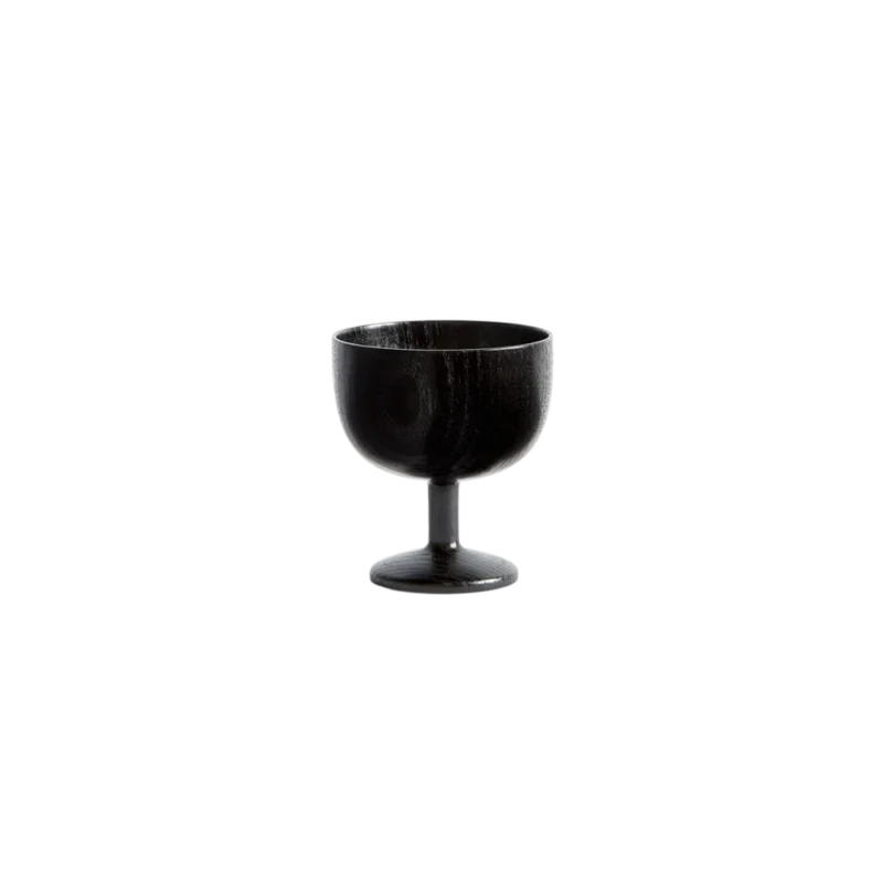Ryuji Mitani Noir Urushi Ice Cream Cup — hand-turned wooden cup with black urushi lacquer finish on footed pedestal