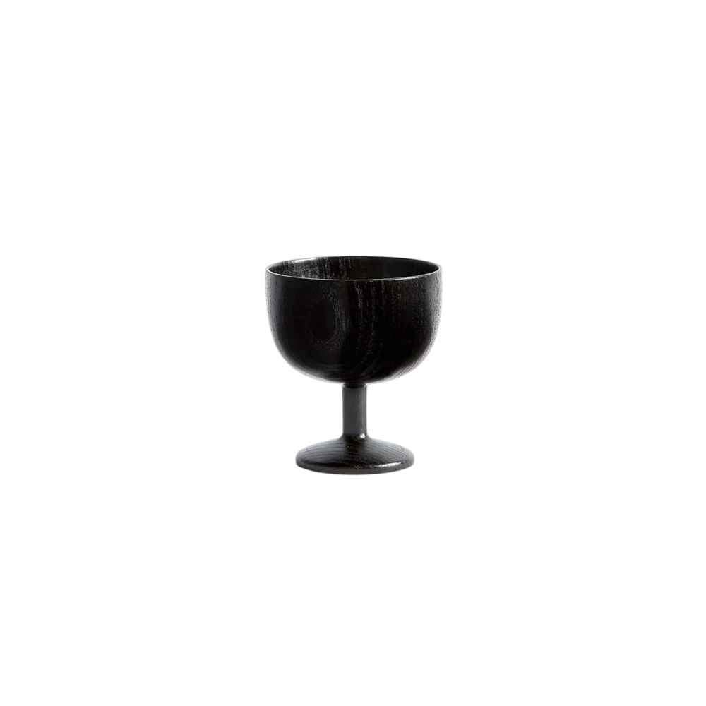 Ryuji Mitani Noir Urushi Ice Cream Cup — hand-turned wooden cup with black urushi lacquer finish on footed pedestal