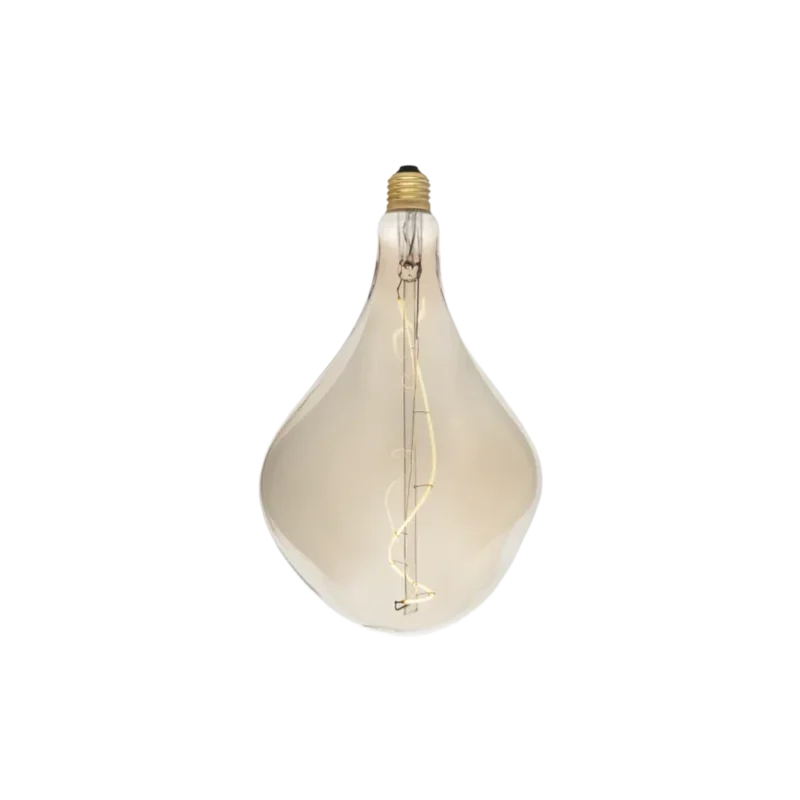 Tala Voronoi II LED Bulb — mouth-blown borosilicate glass LED bulb, iron-tinted amber glass with visible spiral Fibonacci filament