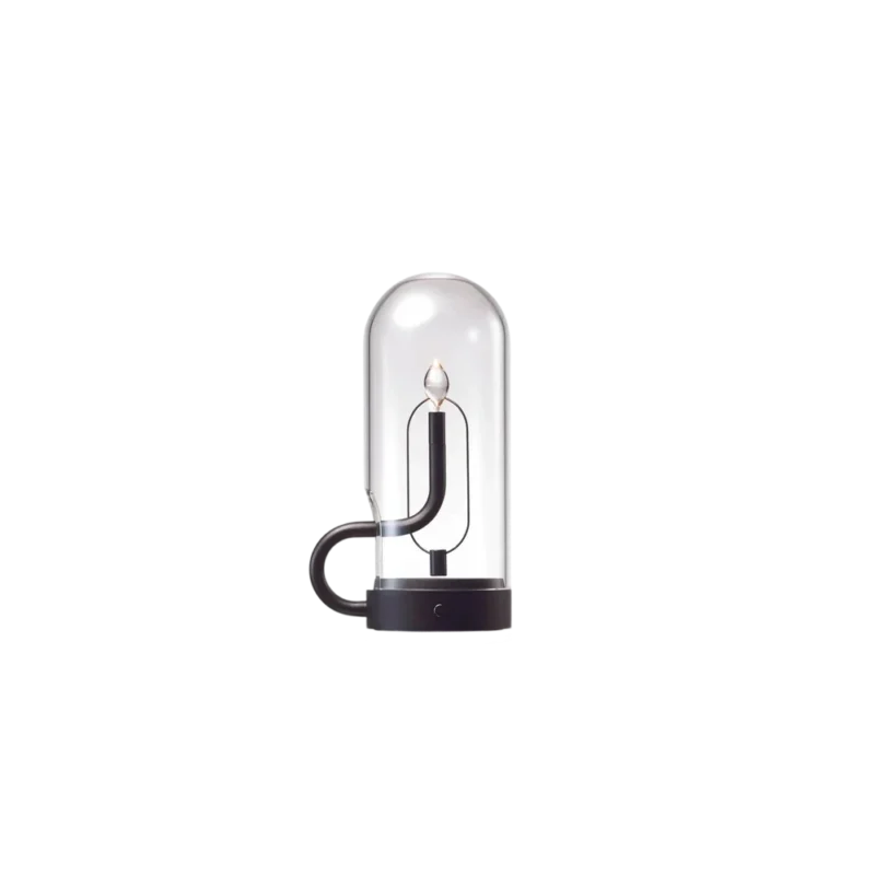 Ambientec Hymn Cordless Lamp — portable LED lamp, glass dome with magnetic pendulum and chamberstick handle