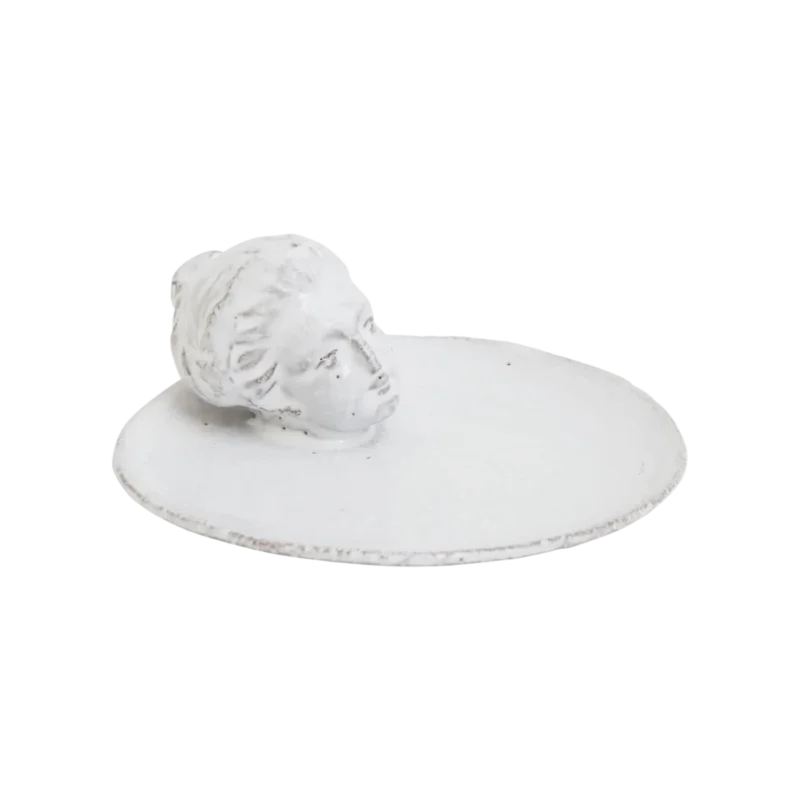 Astier de Villatte Antoinette Incense Burner — handmade ceramic incense holder, white glazed terracotta with sculptural Marie Antoinette head on oval platter