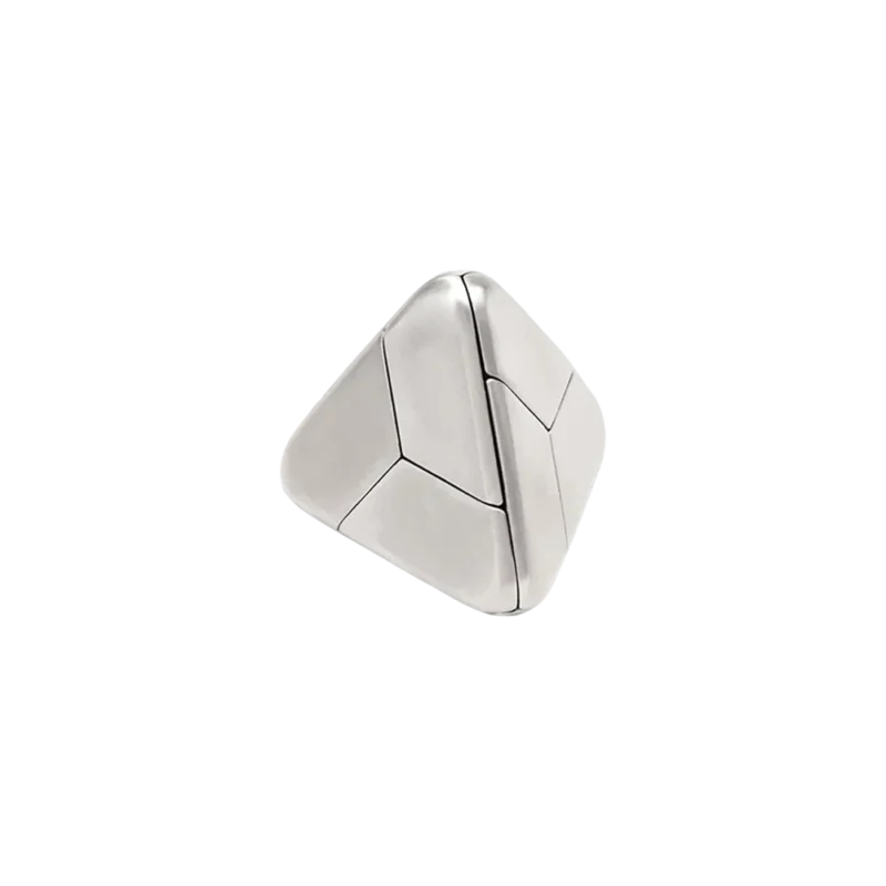 Craighill Tetra Puzzle - brushed stainless steel mechanical puzzle, four interlocking pieces forming a pyramid