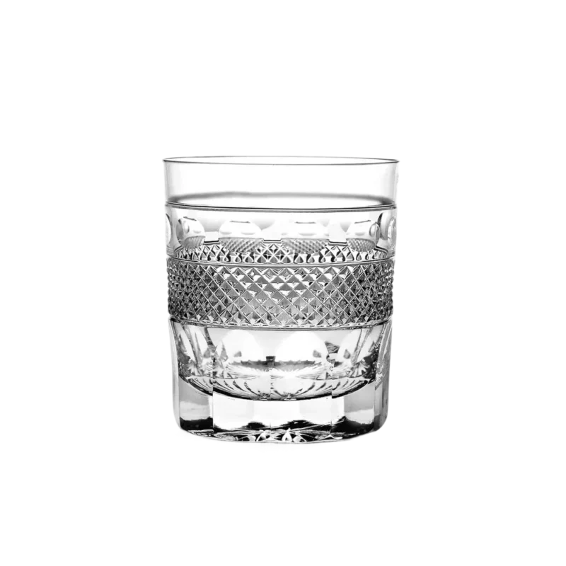 Cumbria Crystal Grasmere Whisky Tumbler — hand-cut lead crystal DOF glass, Georgian diamond and flute pattern with heavy base