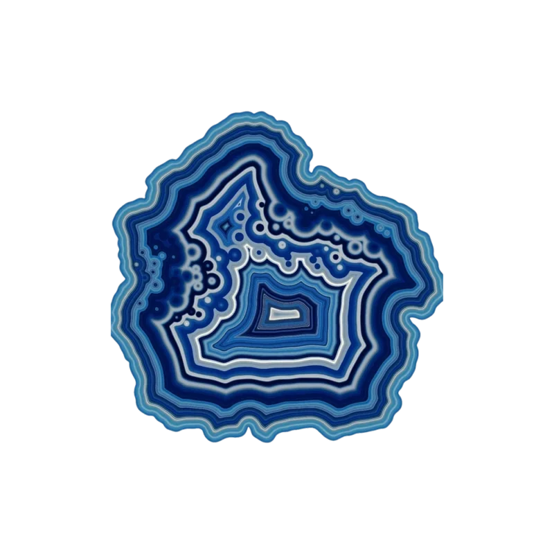 Nervous System Agate Puzzle — algorithmic wooden jigsaw puzzle, blue concentric agate bands on irregular organic maple form