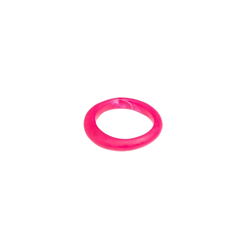 Dinosaur Designs Small Organic Bangle — hand-poured resin bangle in hot pink with marble swirl pattern