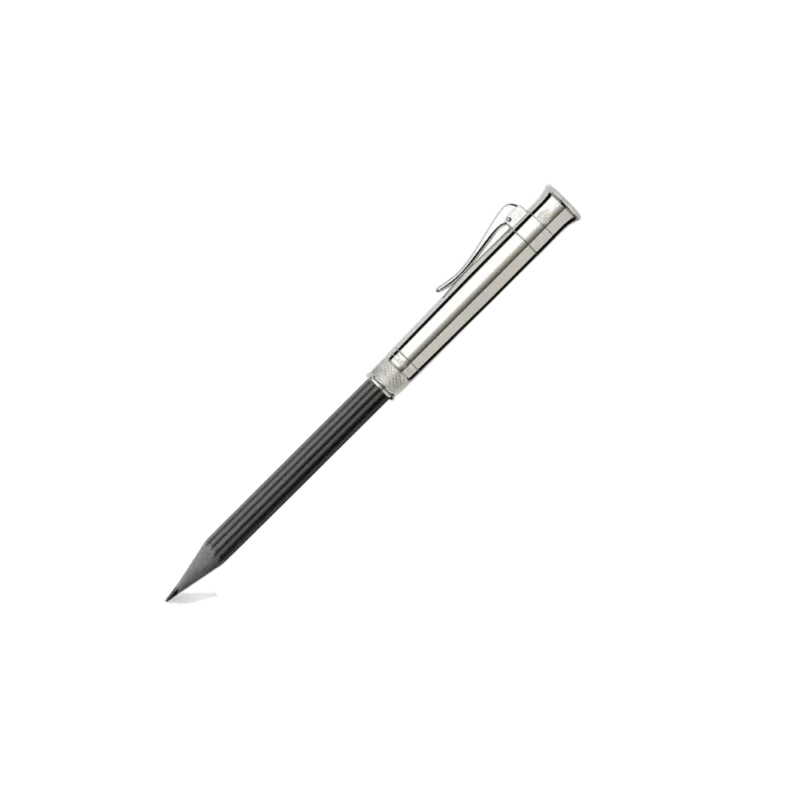 Graf von Faber-Castell Perfect Pencil Platinum Black — luxury pencil with platinum-plated cap, fluted black cedar barrel, spring-loaded clip