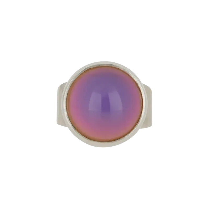 Mondo Mondo Mood Ring -- sterling silver ring with purple-pink thermochromic mood stone