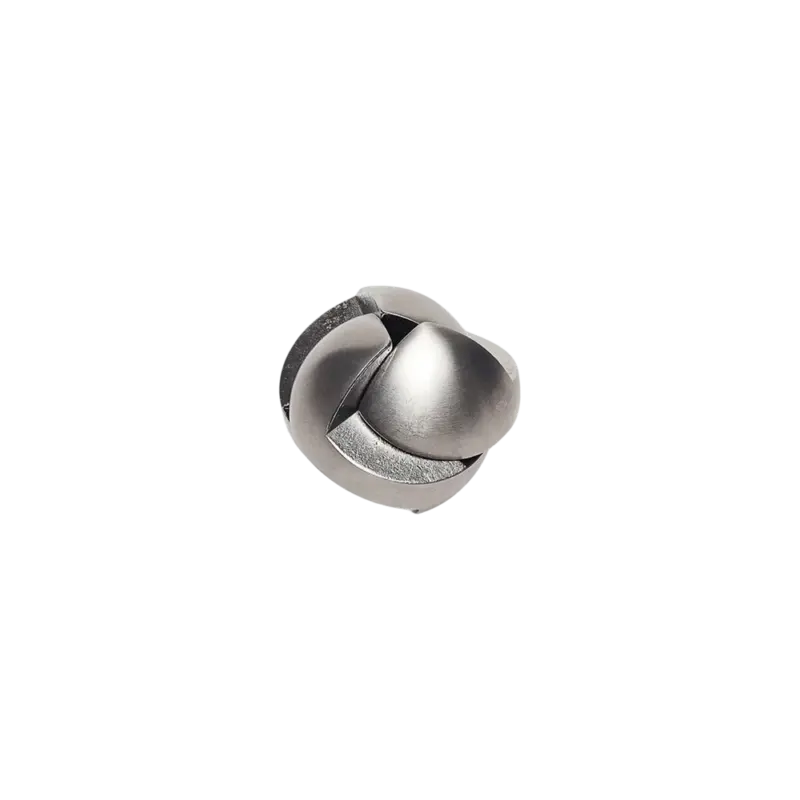 Craighill Venn Puzzle — die-cast stainless steel sphere puzzle, three interlocking pieces with brushed metal finish