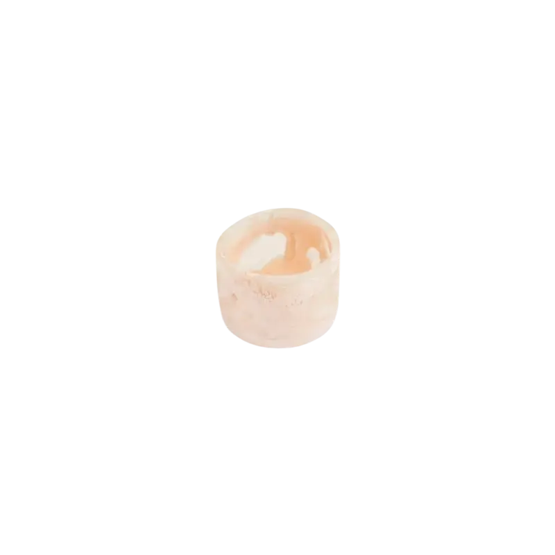 Dinosaur Designs Long Band Bangle — hand-poured resin cuff, soft peach and white marble swirl pattern