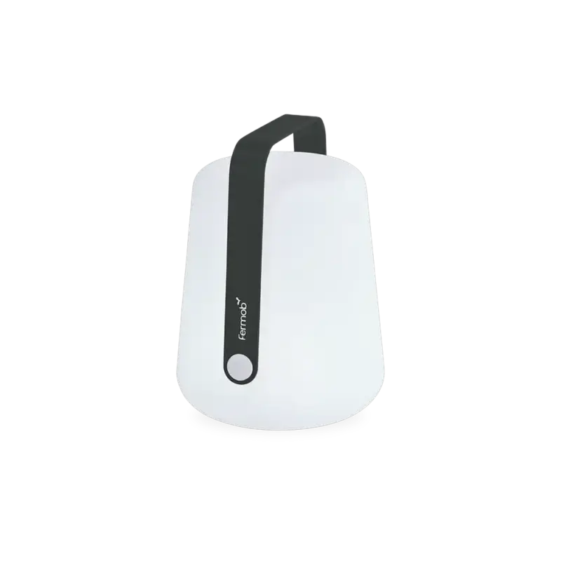 Fermob Balad Portable Lamp — cordless LED table lamp, white opal dome with anthracite headphone-shaped carry handle