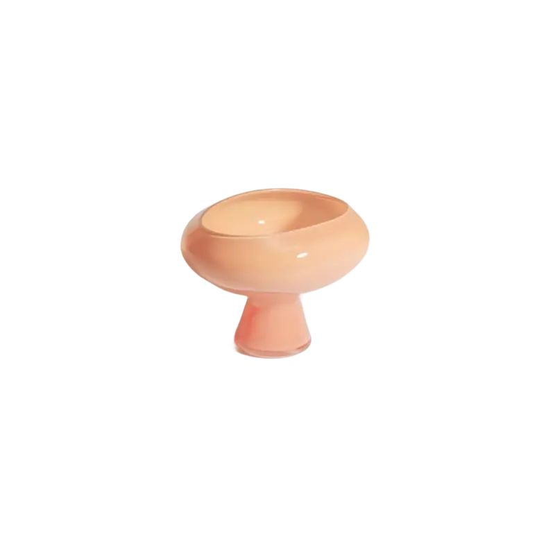 Helle Mardahl Vase Pedestal Small — mouth-blown candy-colored glass vase in Creamy Melon, organic pedestal form with soft shadow