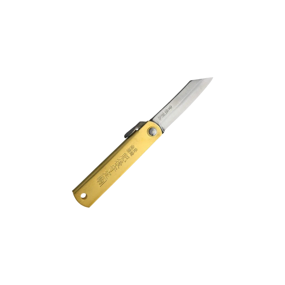 Higonokami Aogami Blue Paper Steel Brass Folding Knife