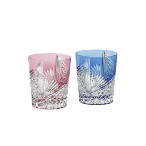 Kagami Crystal Edo Kiriko Paper Crane Whiskey Glasses (Pair)