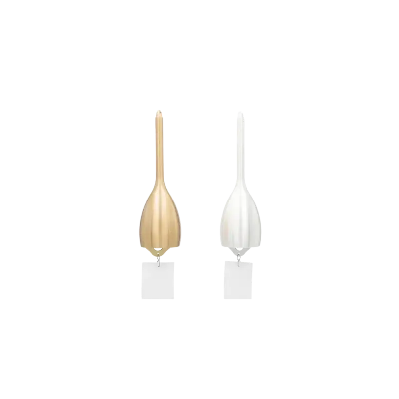 Nousaku Wind Chime Slim -- brass furin wind chime, gold and silver variants with hairline finish