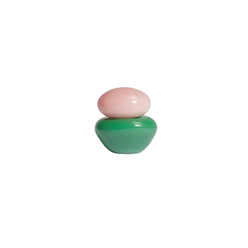Helle Mardahl Bonbonniere Mini in bubblegum pink and spearmint green, mouth-blown glass candy sculpture with glossy finish